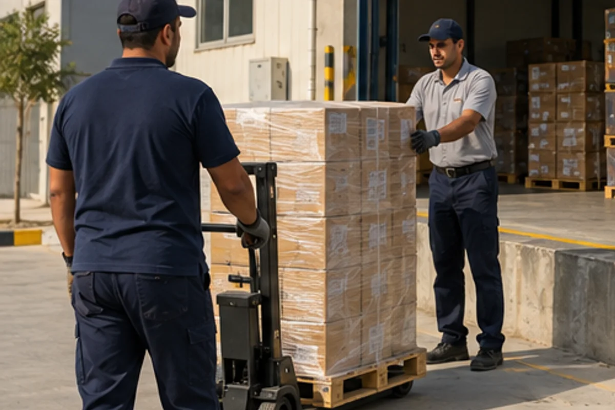 Logistics team preparing an operational handover